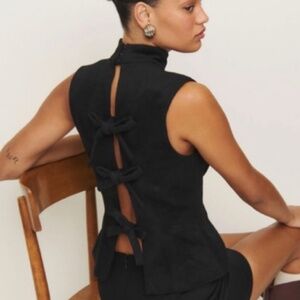 Reformation Sutton Mock Neck Sleeveless Wool Blend Top